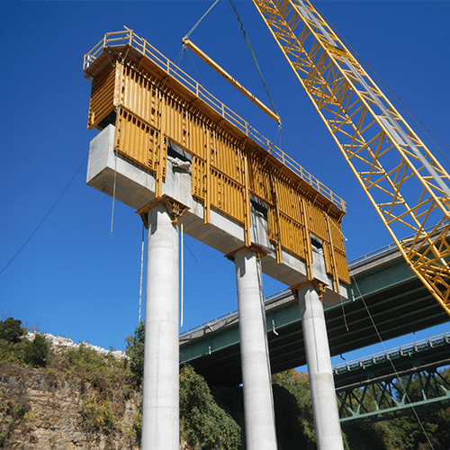 tall bridge column under construction