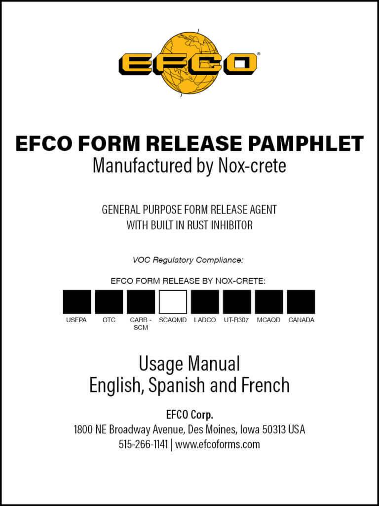 EFCO Form Release Pamphlet