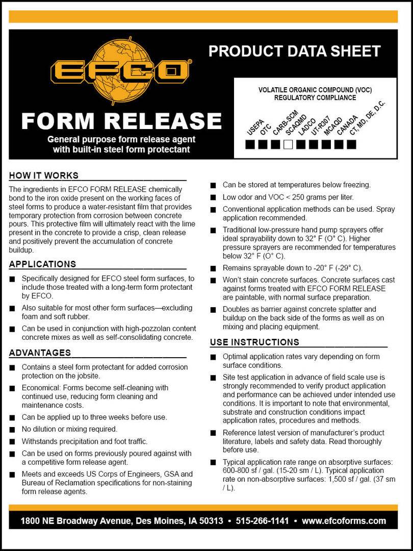 EFCOFormReleaseProductDataSheet EFCO Forms
