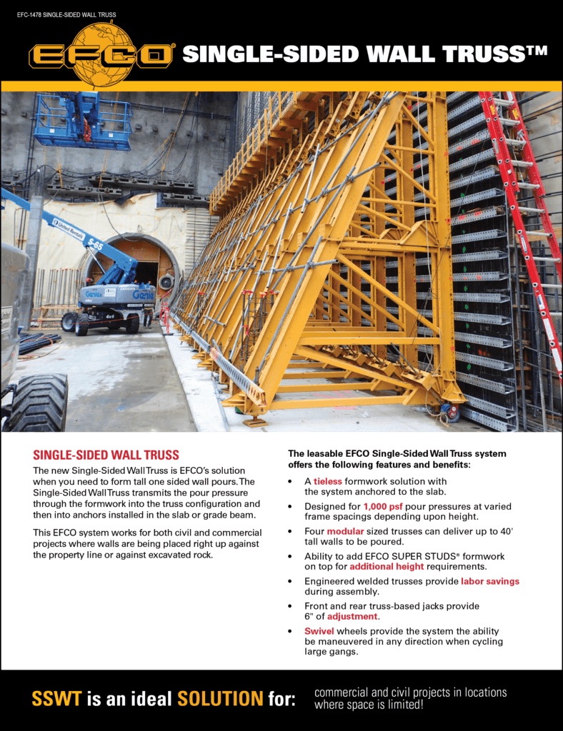 EFCO's Single Sided Wall Truss for one sided wall pours (image)